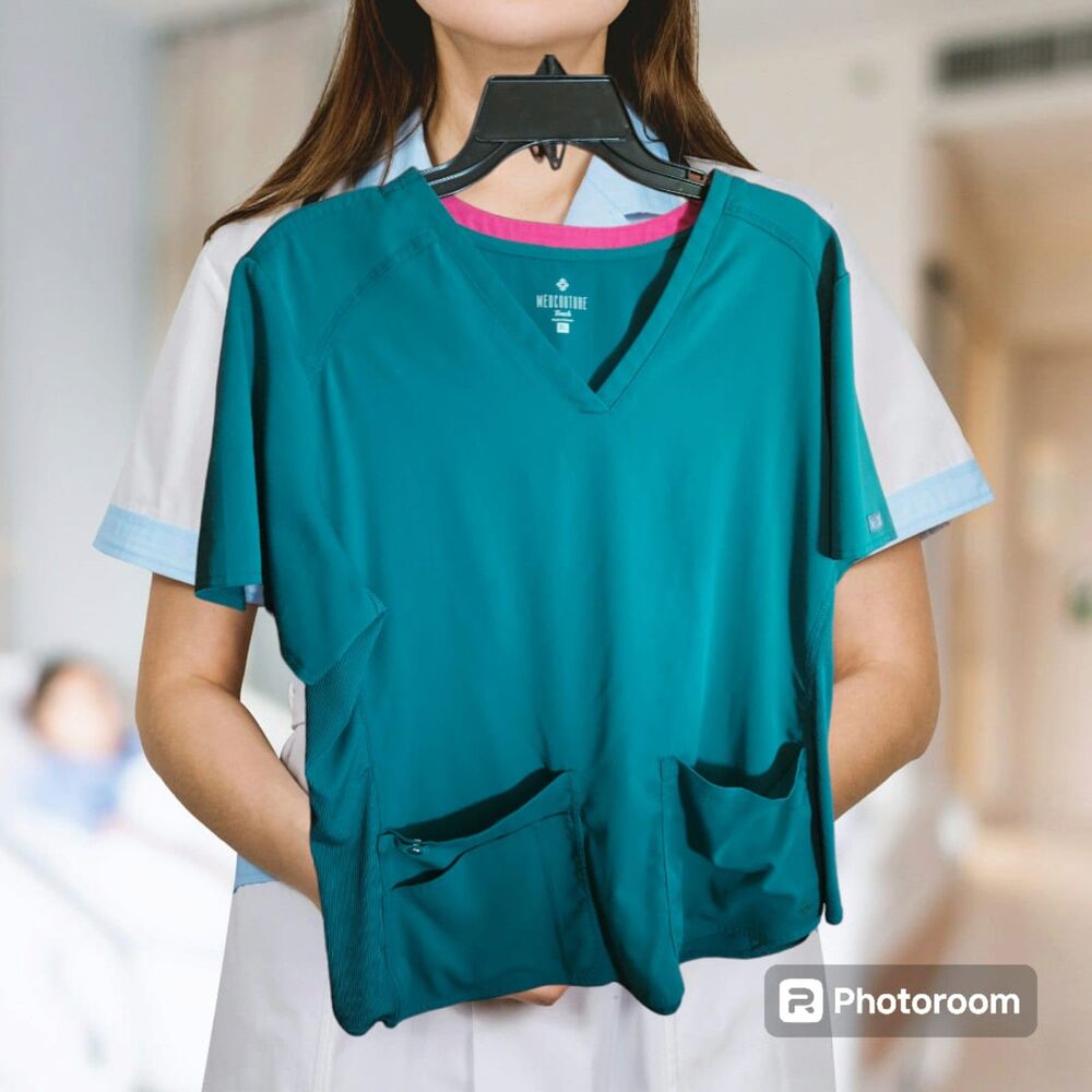 Med Couture Teal Scrub Top and pants
